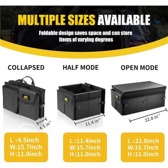 Car Trunk Organizer - 65L Collapsible Trunk Organizer with Lid, Sturdy Storage - Picture 5 of 7